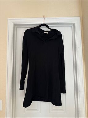 Djerf Avenue Black Long Sleeve Collared Tunic Dress
